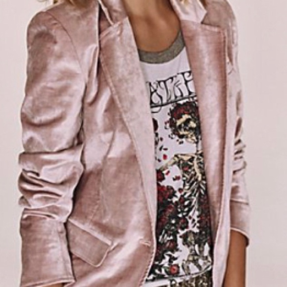 Free People Halo velvet blazer light pink “ballet”